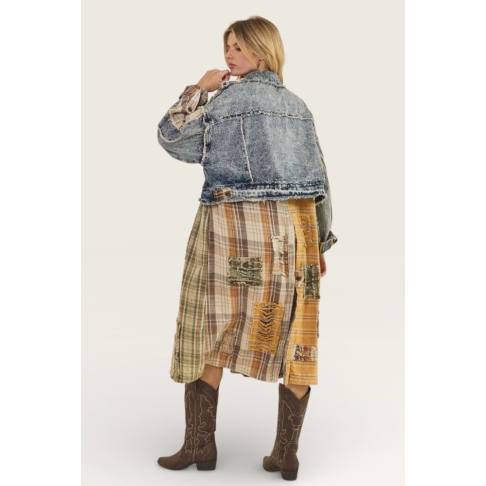 Oli & Hali Patchwork Denim Plaid Jacket - Picture 8 of 9